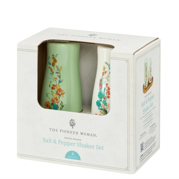 🎁 New Pioneer Woman Salt & Pepper Shakers with Tray - Picture 3 of 9
